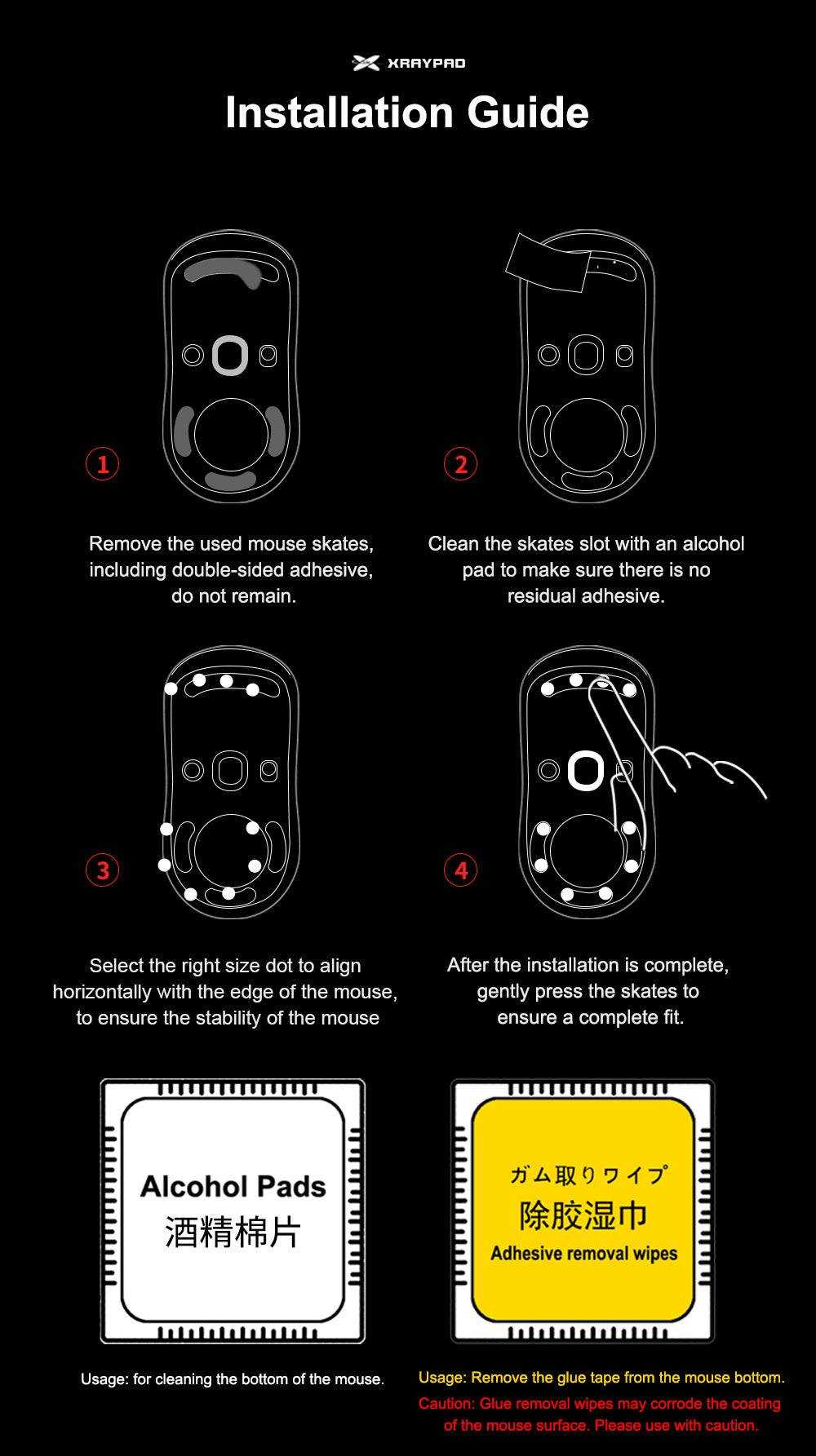 X-Raypad Obsidian Mouse Skates - Universal Dots