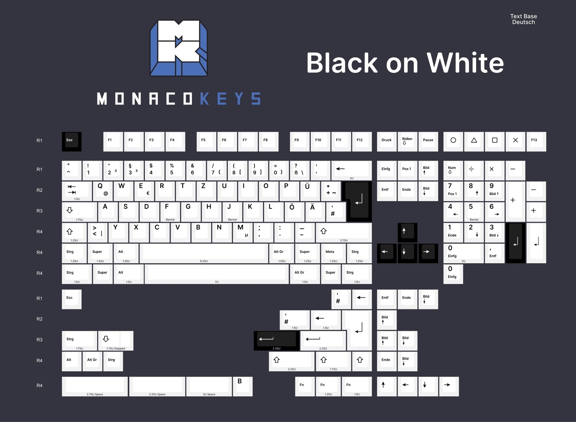 Monacokeys Black on White (AZERTY-FR) Keycap Set