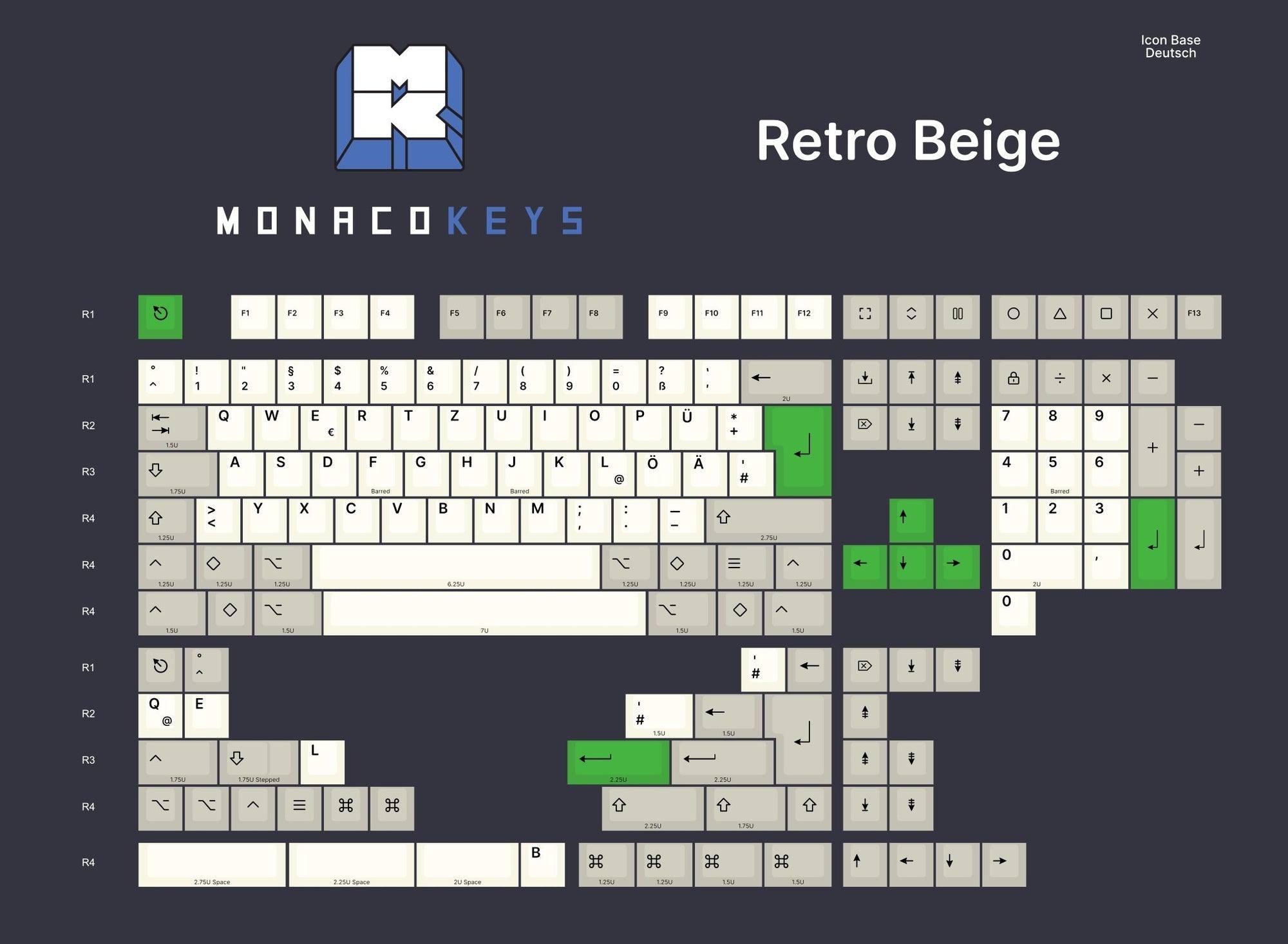 Monacokeys Retro Beige (AZERTY-FR) Keycap Set