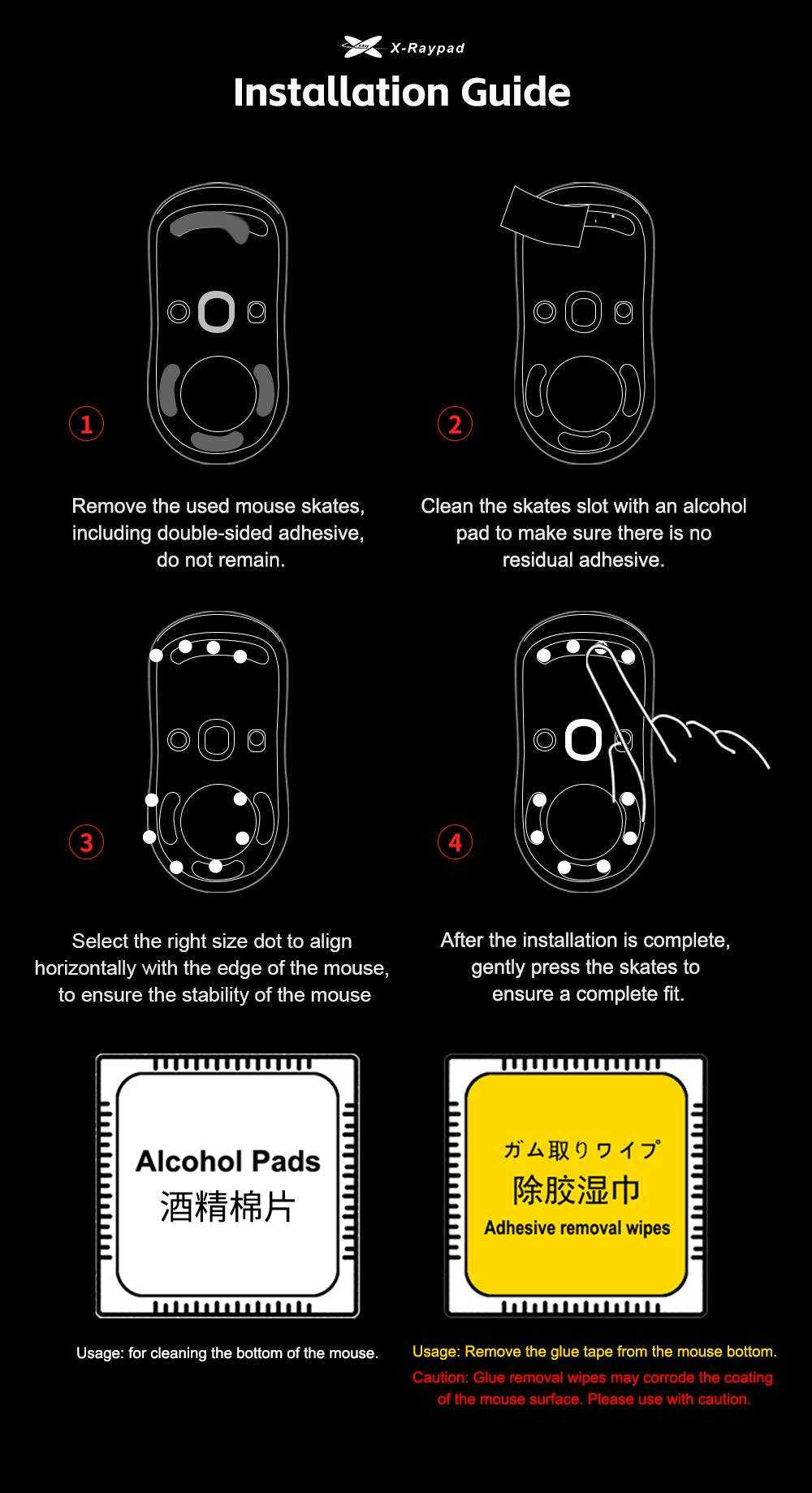 X-Raypad Meteorite Glass Mouse Skates - Universal Dots - InputGear DE
